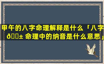 甲午的八字命理解释是什么「八字 🐱 命理中的纳音是什么意思」